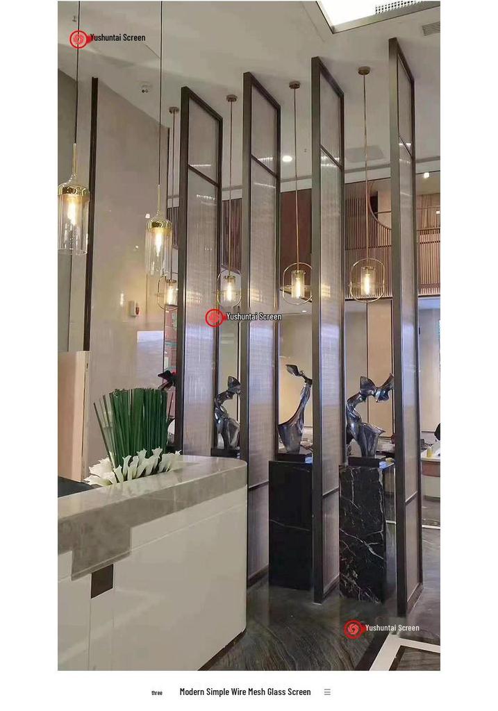 Modern Glass Screen: Laminated Glass with Wire Mesh and Illuminated Stainless Steel for Entrance or Hallway