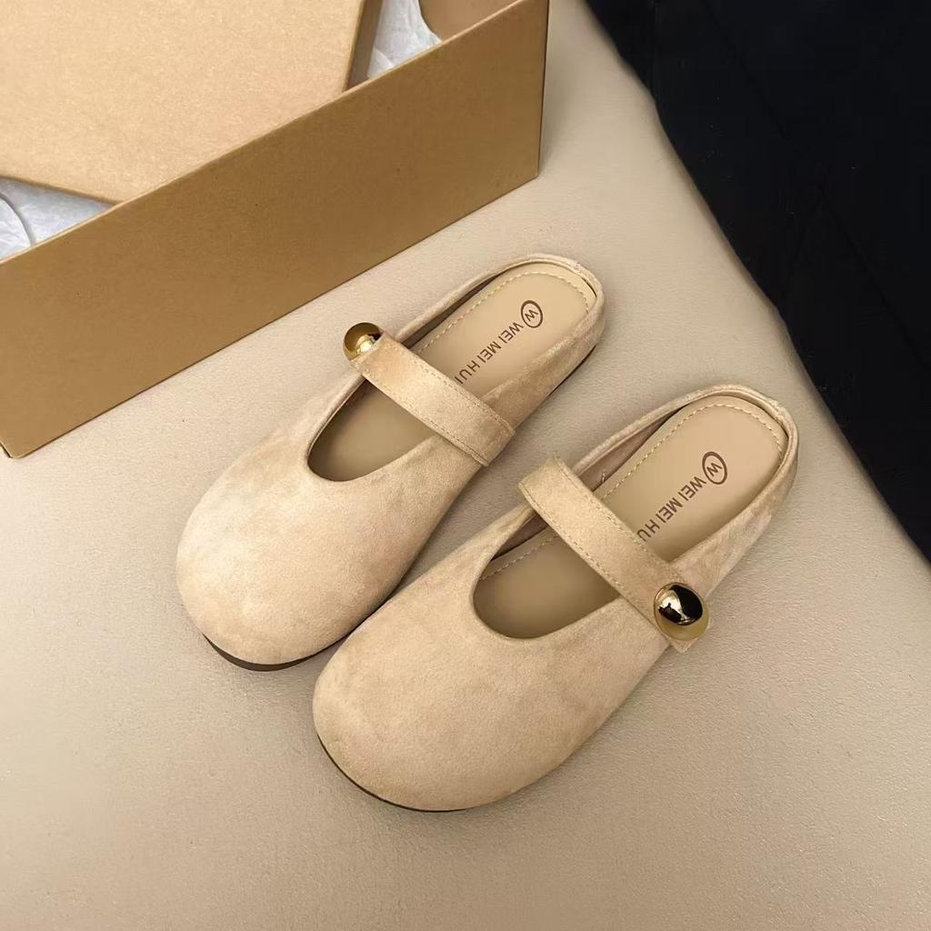 Women's soft bottom new one-pedal bag head and half slippers