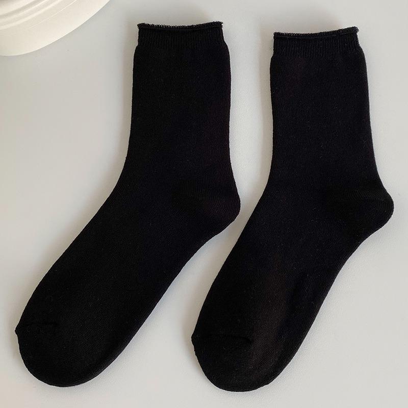 5 Pairs of New Women's Autumn and Winter Collection of Artistic and Retro Warm Cotton Rolled Up and Thickened Loop Socks