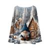 Women's Christmas Print Lightweight Sweater Casual Long Sleeve Knitted Pullover