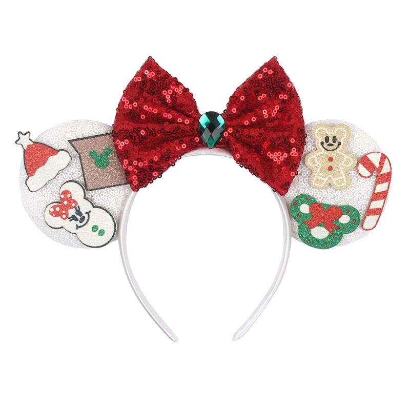 Neues Weihnachts-Mausohren-Stirnband für Mädchen Einheitsgröße Pailletten Schleife Haarband Festival Party DIY Haarschmuck Boutique