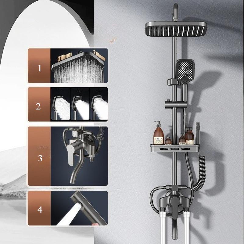 Supercharged Bathroom Bath Shower Mixer Faucet Set Shower Accessories Household Copper Nozzle Set Universal Shower Head System