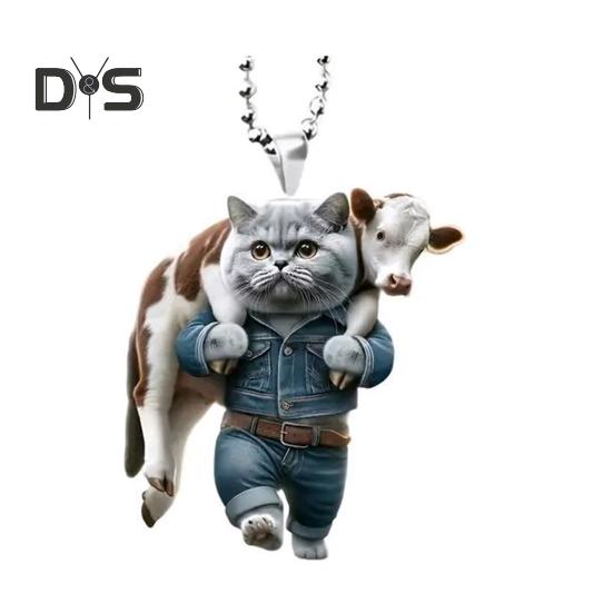 Car Rearview Mirror Ornament Lovely Cat Pendant Christmas Tree Hanging Decoration Acrylic Christmas Tree Decor Car Interior Accessories