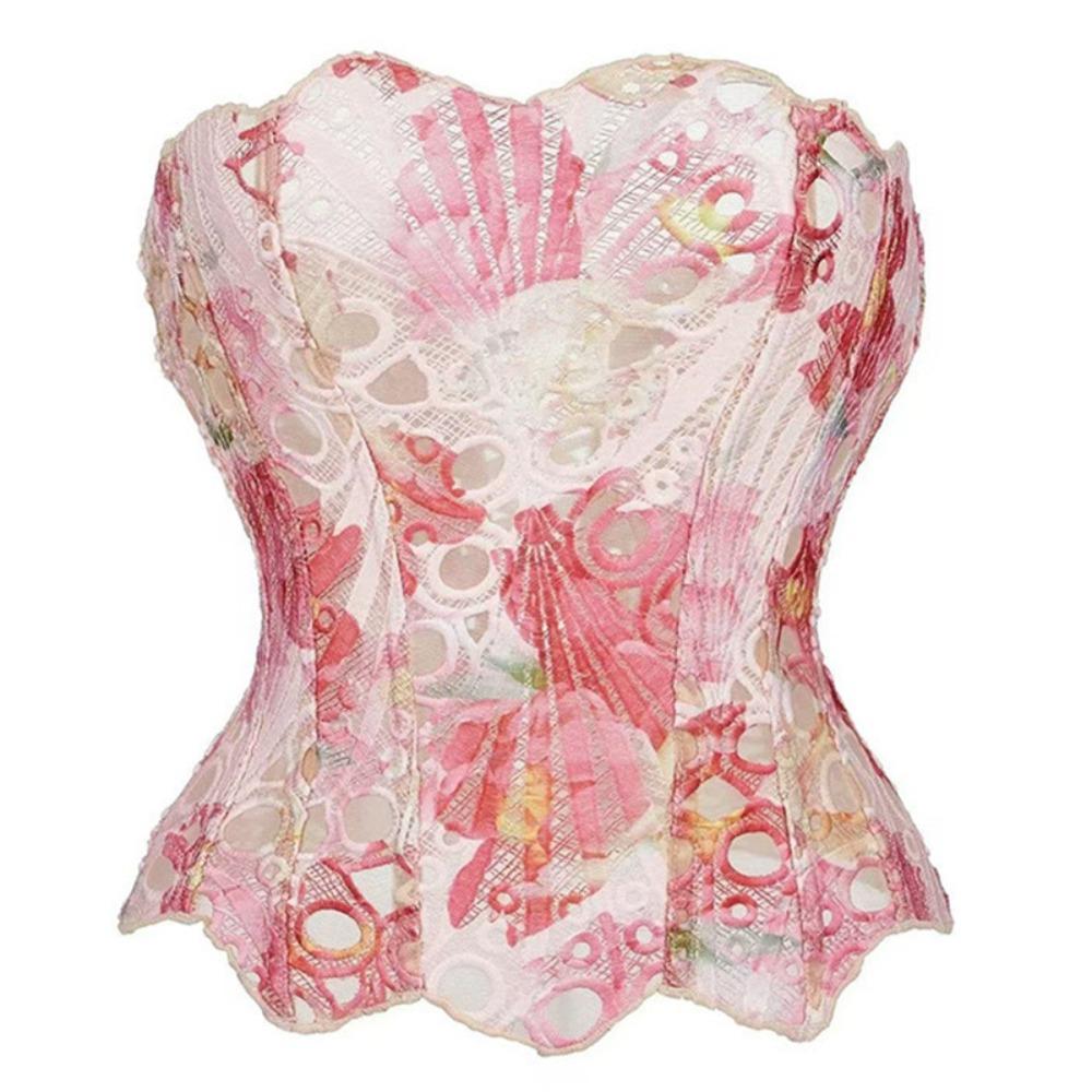 Hollow Flower Lace Fishbone Shapewear Slim Fit Lace-up Corset Underwear for Women  Women