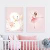 Pink Nursery Girl Flower Wall Art Canvas Painting Horse Swan Nordic Posters and Prints Wall Pictures for Living Room Kids Room