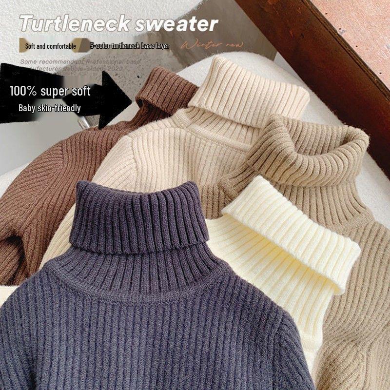 

Children s High Neck Knitted Sweater - Thickened Pullover for Boys & Girls, Fashionable Korean Style for Spring and Autumn. Size 110