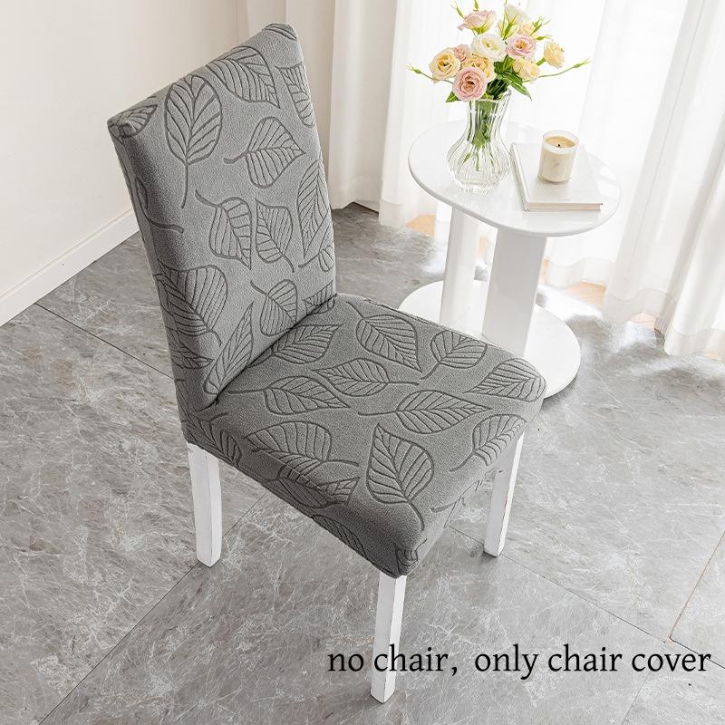 

1PC Home Chair Cover Thickened Leaf Pattern Polyester Chair Cover Four Seasons Universal High Elasticity Dining Chairs Cover 1PC темно серый