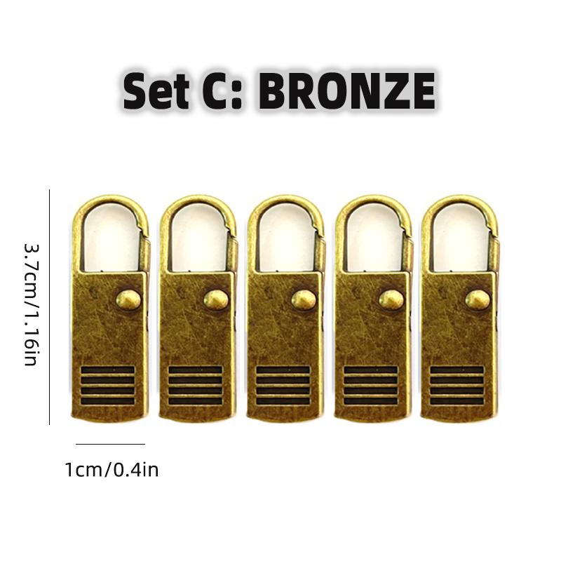 5Pcs Universal Metal Zipper Head Puller DIY Sewing Spring Lock Zipper Sliders Replacement Instant Repair for Clothing Bags Shoes