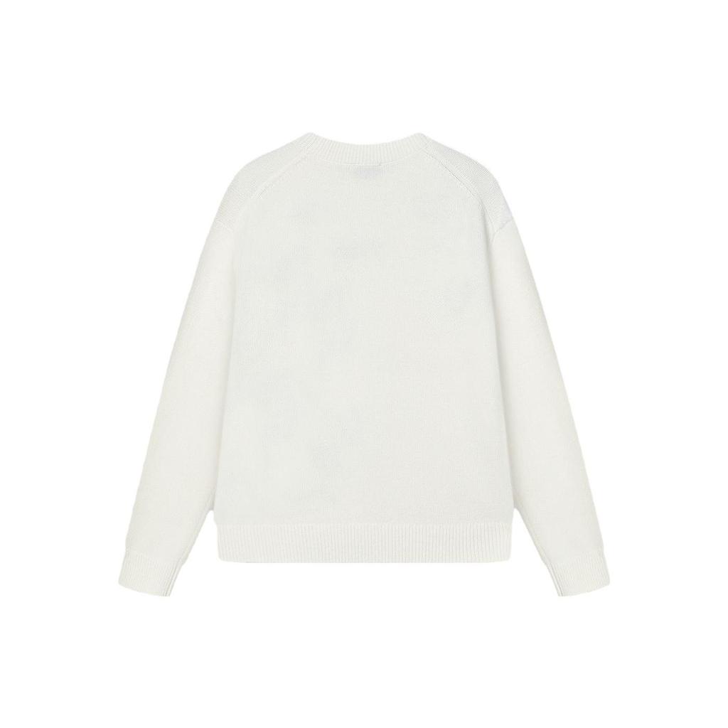 Fila Embroidered Animal Pattern Casual Long Sleeve Knit Top Women Tops Light-Beige F11W348409F-IV