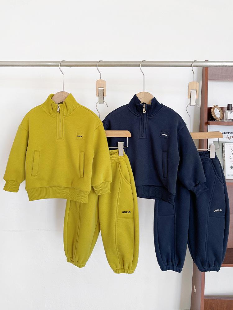 Nausicaä 2025 Zima Dziecięcy Zestaw Bluza Polarowa w Stylu Koreańskim - Stójka, Unisex Ciepły Dwuczęściowy.