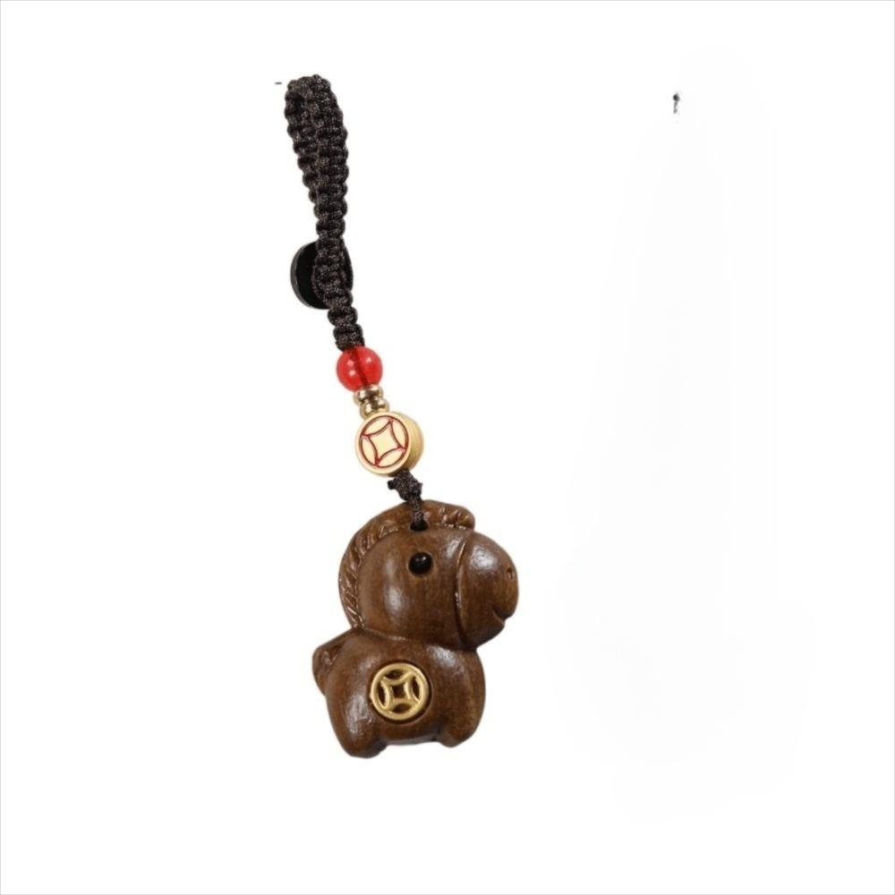 Pendentif de Sac Zodiaque Dessin Animé Bois Chaîne de Téléphone Devenir Riche Cheval Porte-Clés Nouvel An