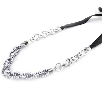 [J1398] - Silver 'Sissi' Designer Long Necklace