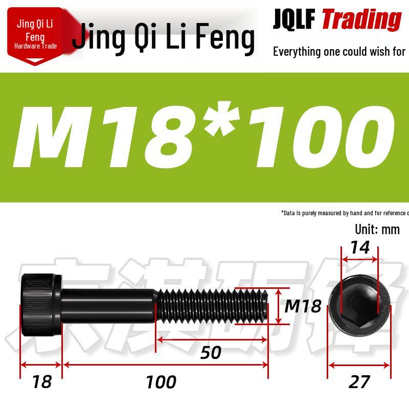 M18-20 High-Strength Black Hex Socket Head Cap Screws with Knurled Cylindrical Bolts