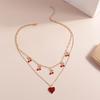 Trendy INS Style Neck Chain Jewelry Sweet Cool Double Layer Necklace with Lovely Cherry/Grape and Heart Pendant Charm
