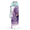 1PC Dark Purple Peony Flower Soft Petal Art Print 750ml Color Plastic Sports Water Bottle Leakproof Flip Straw Lid Suitable for Sports Office Home Use