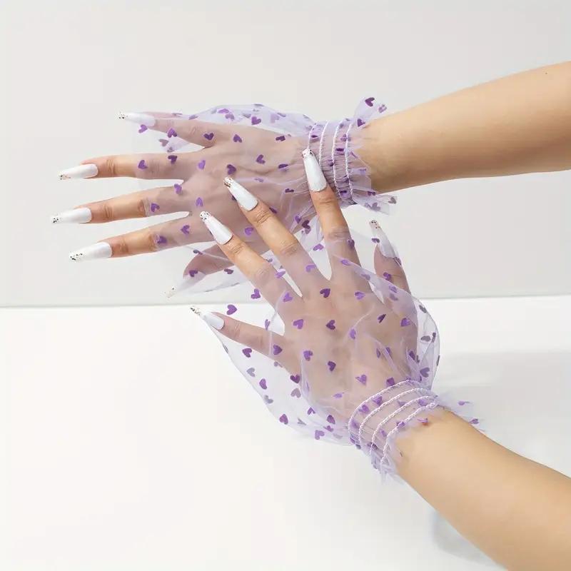 Elegant Thin Lace Fake Flare Sleeve Detachable Tulle Elastic Sweater Mesh Cuffs Wristband Clothing Decorative