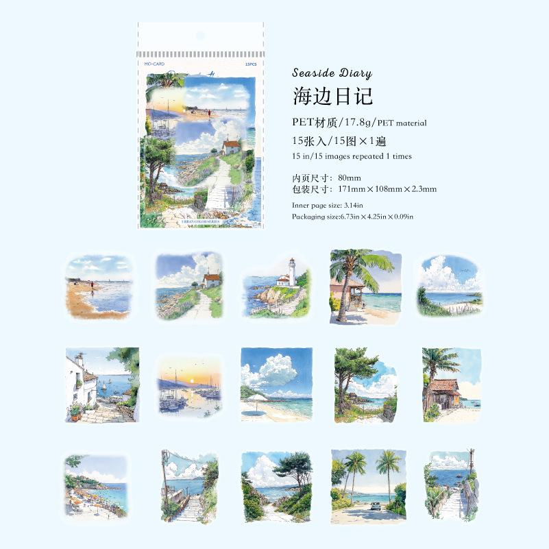15 Sheets Urban Scene Stickers, Colorful City Diorama, Creative Scrapbooking Supplies