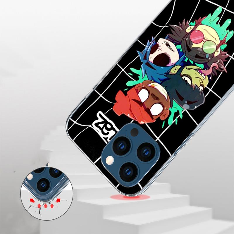Gorillaz Anime Phone Case for Apple iPhone 17 Air 16 16E 15 14 Plus 13 Mini 12 11 Pro Max 7 8 + SE 2020 Soft Cover Fundas 16 15