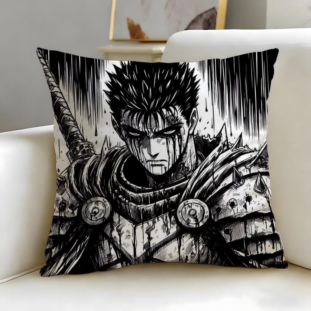 classic anime Berserk Cushion Cover Soft  EasyWash Pillow Case  Versatile for Couch Bed Travel and Office