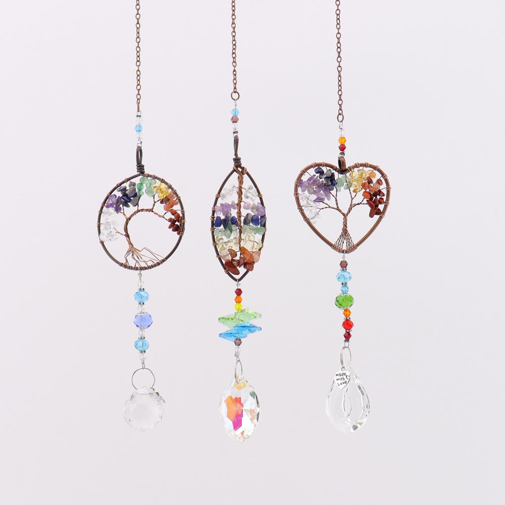 Seven-Color Tree of Life Sun Catcher 3-Piece Set - Home and Garden Hanging Ornament T119