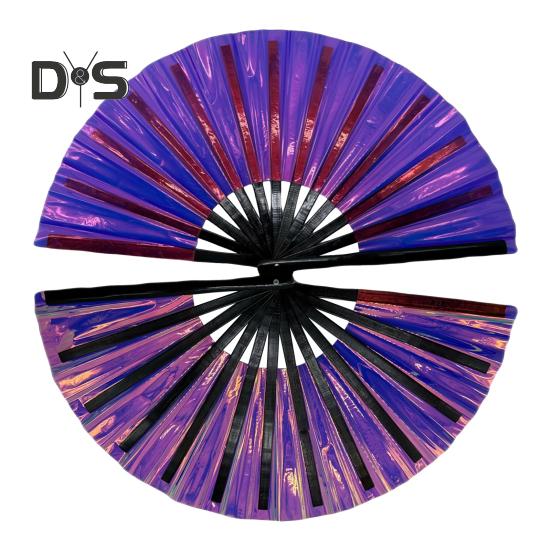 Holografischer Faltfächer, tragbar, schillernder PVC-Handfächer, Regenbogen-Sommer-Handfächer, Dekoration, Tanz-Performance-Requisiten, Party-Kostümzubehör