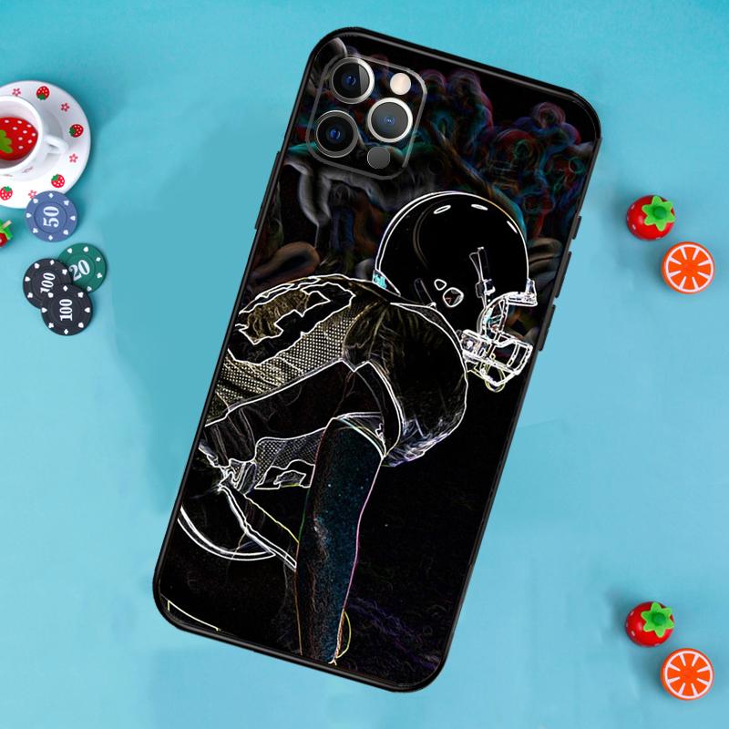 American football player sport Phone Case For iPhone 17 Air 16 15 14 13 11 12 Pro Max 13 12 mini 15 16 Plus 16e Cover Funda