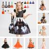 Kids' Halloween Witch Cosplay Cartoon Print Dress