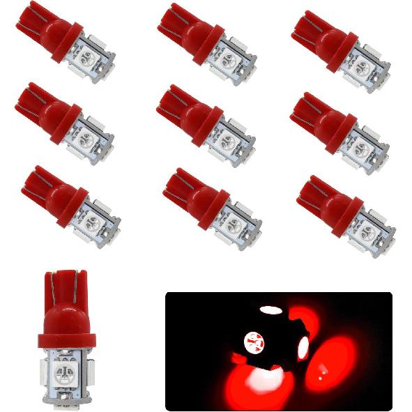 10PCS 194 Car LED Light Bulb, Super Bright T10 5050 5SMD LED Car Interior Light Bulb, 12V 168 T10 2825 Wedge Bulb Replacement for Dashboard Dome Map