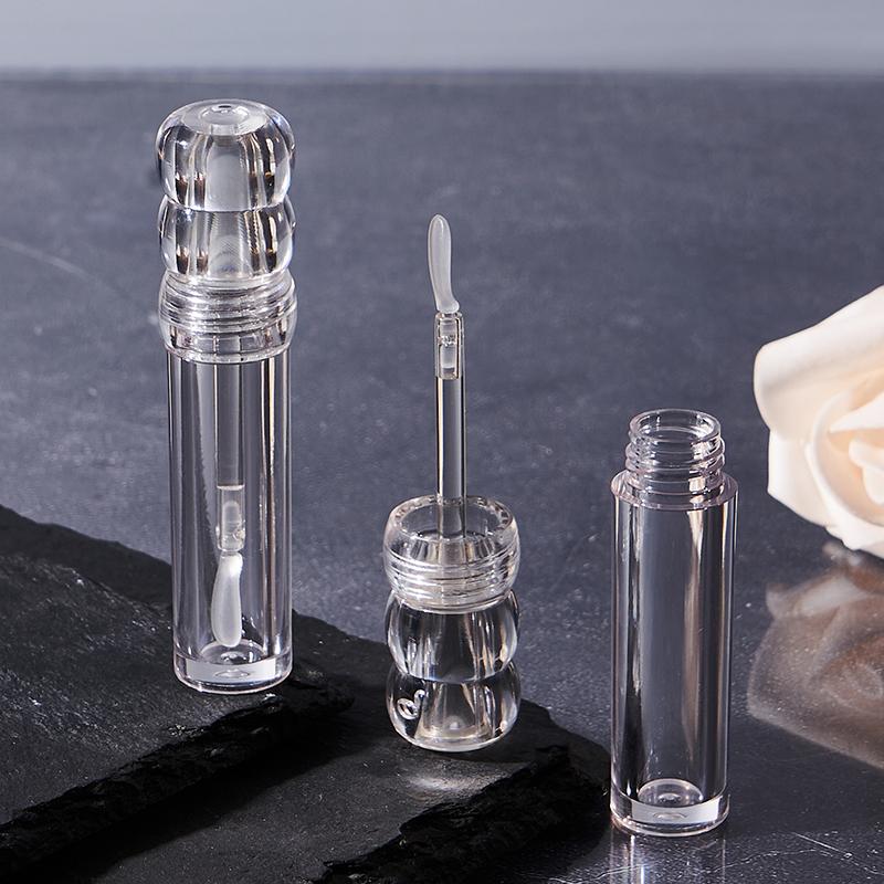 Empty 3.5Ml Transparent Lipgloss Tubes With Silicone Brush Round Cosmetic Lipgloss Tube Clear Lip Balm Bottle Refillable