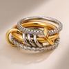 YILUOCD Gilded Stainless Steel Stackable Rings Set for Women Micro Pave 5A Cubic Zirconia Tarnish Dainty Ring Statement Jewelry