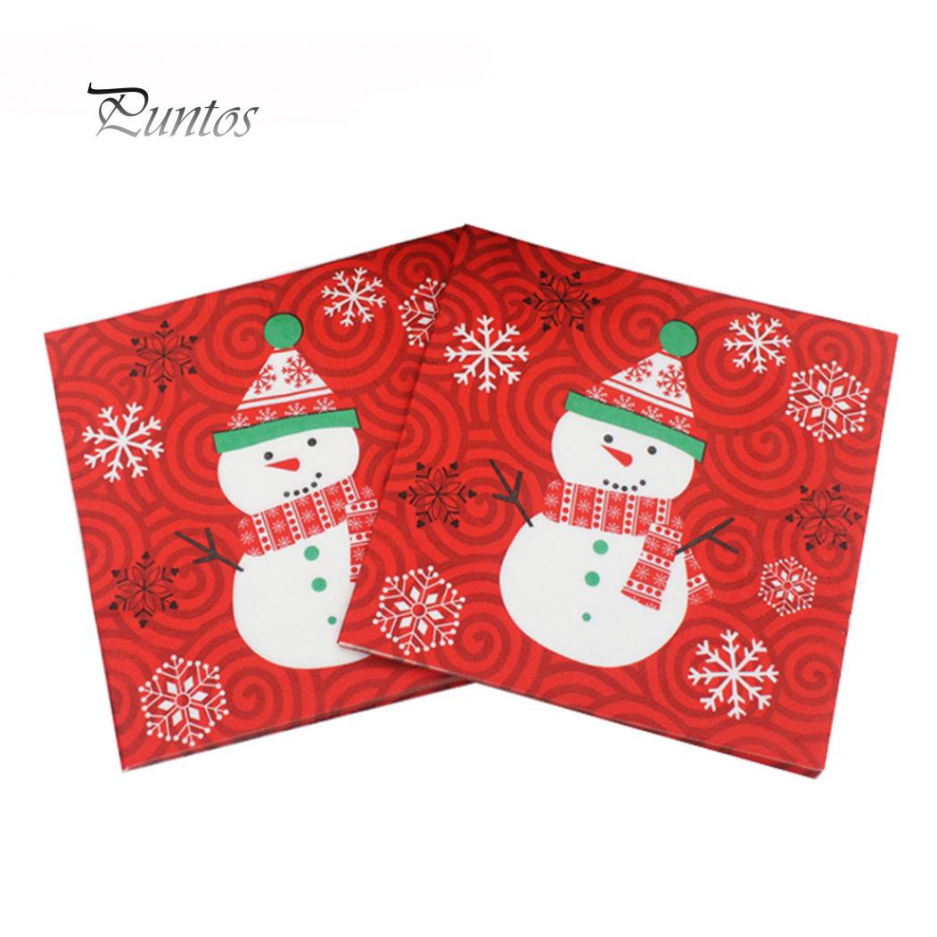 

20 шт. 33 см салфетка квадратная рождественская бумага носовой платок домашнее украшение рождественского стола