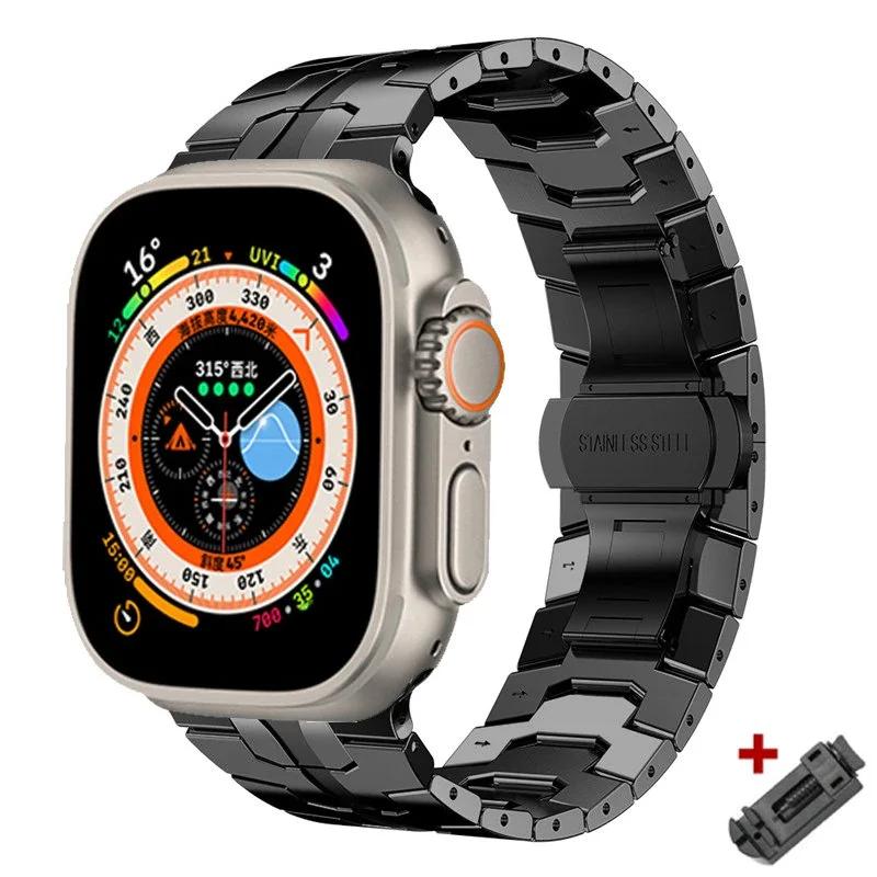 

Ultra Titanium Color Strap for Apple Watch 49mm Series 10 9 8 7 41mm 45mm 44mm 46mm 40mm Luxury Metal Band for IWatch 6 5 4 SE ultra 2 1 49mm чорний