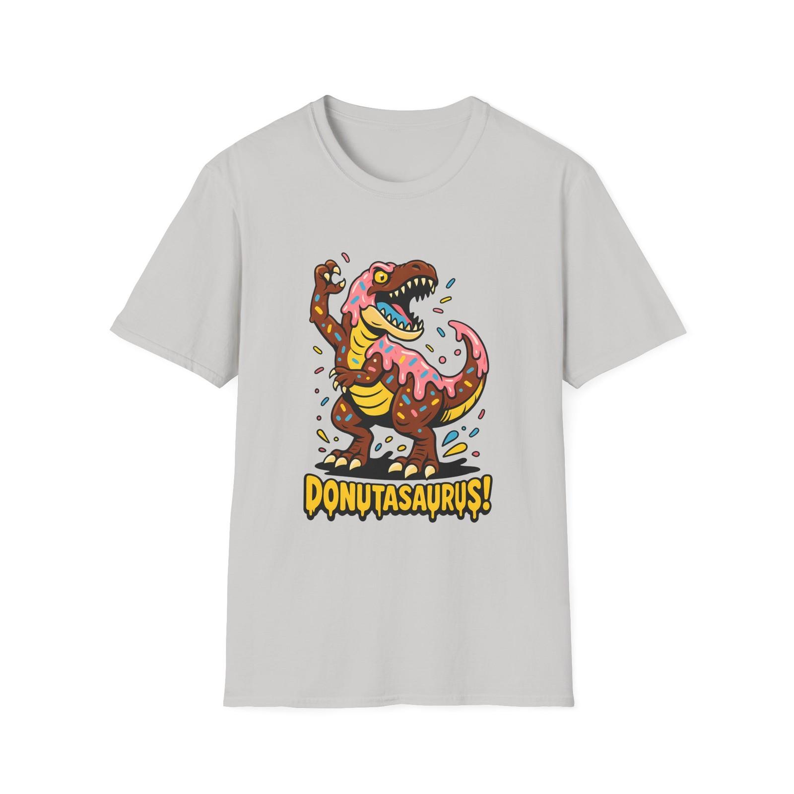 Unisex Softstyle T-Shirt Mens Womens Tees Top Funny T-Rex Donut Cartoon Graphic Icing Dinosaur M