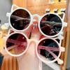 1-20pcs Cute Kids Fashion Cat Ear Sunglasses Pink Black Children Round Frame UV Protection Sun Glasses Girl Eyewear 2026 New