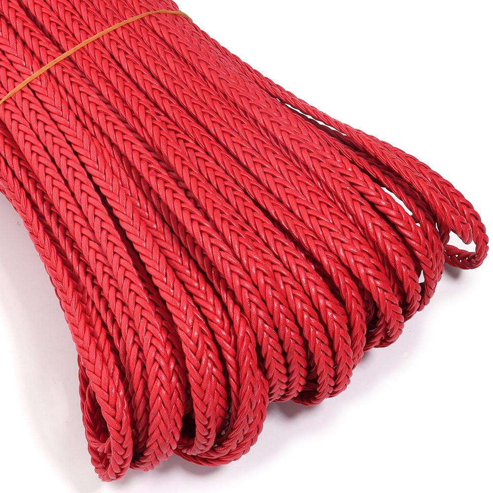 

5 Yards 8mm PU Leather Rope Colorful Five Strand Flat Braided Rope Cord For DIY Jewelry Making Bracelets Necklace Accessories красный