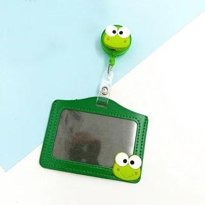 Badge Reel Nurse Doctor Work Pass Card Cover Retractable Badge Reel with Horizontal PU ID Holders Tag Name Badges Sleeve
