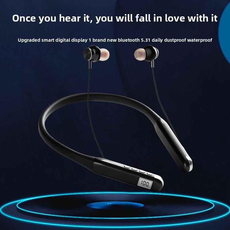 Intelligent Digital Display Bluetooth Headset High Definition Sound Quality Neck Headset Multi-device Compatible Sports Headset