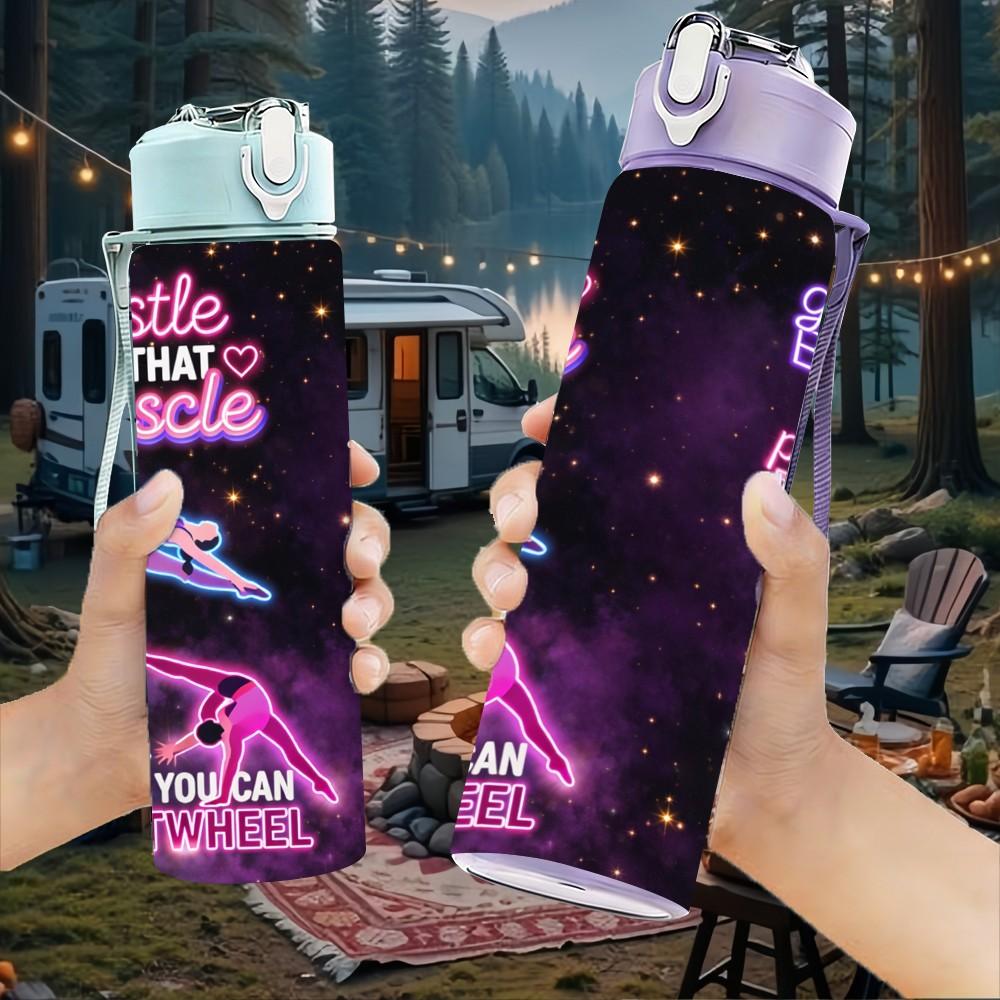 1PC Hustle Girl Purple Galaxy Quote 750ml Color Plastic Sports Water Bottle Leakproof Flip Straw Lid Suitable for Sports Office Home Use