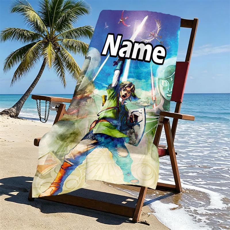 Custom Name Personalized Video games Print Beach Towel, for Trip Camping Beach Party Home Decor, Birthday Gift for Family & Friends