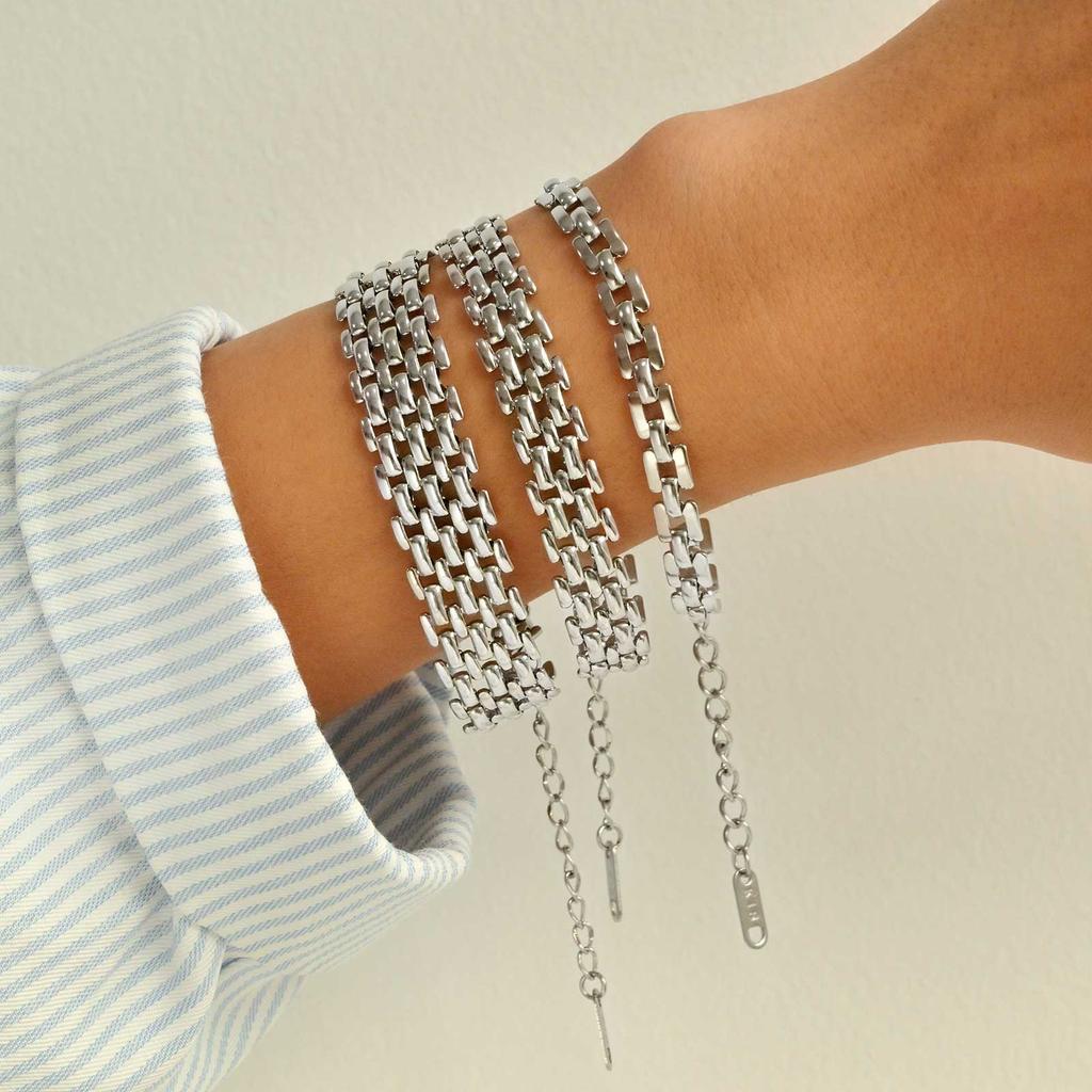 Women's Multi-layer Watch Strap Bracelet, Stainless Steel Gold Plated Chain Bracelet, Adjustable Stackable Jewelry