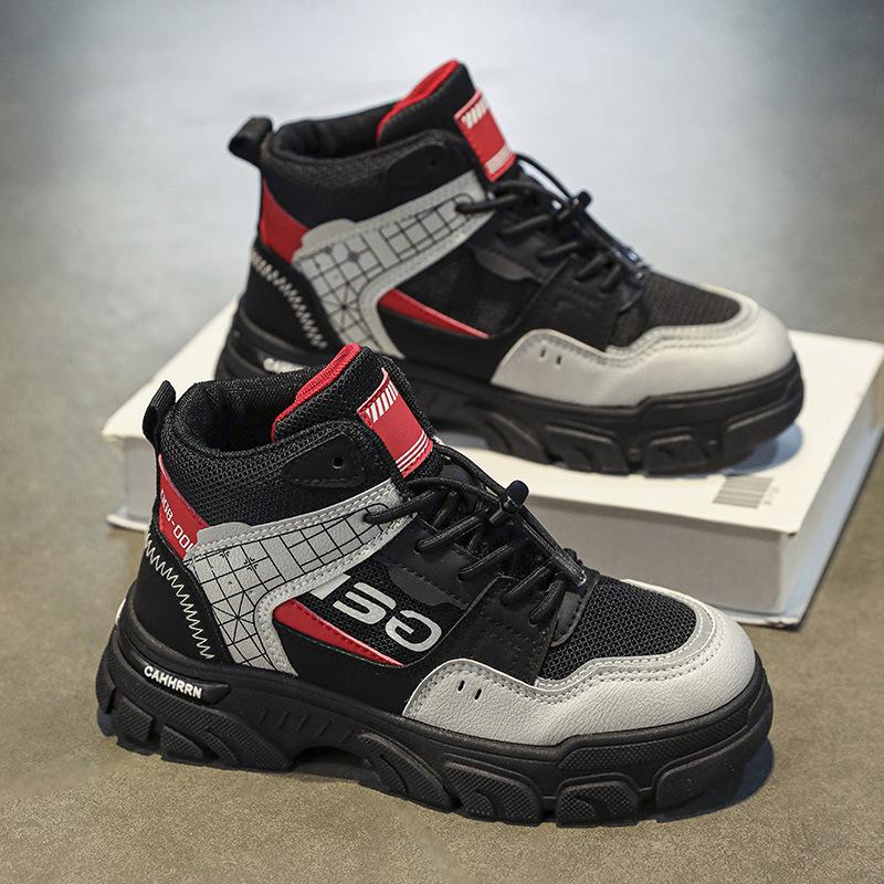 

Children s Martin boots Boys boots Older children s non-slip outdoor leather boots Autumn new boys British style short boots 32 чёрный