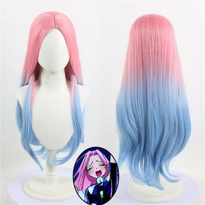 Vysoce kvalitní Mizi Cosplay Paruka 76cm Dlouhá Barvená Gradientní Růžová Modrá Tepelně Odolné Syntetické Vlasy Simulovaná Pokožka Hlavy Anime Paruky +Síťka na Paruku