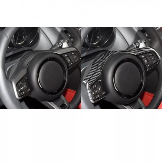 Real Carbon Fiber Steering Wheel Cover Trim For Jaguar F-TYPE 2013-