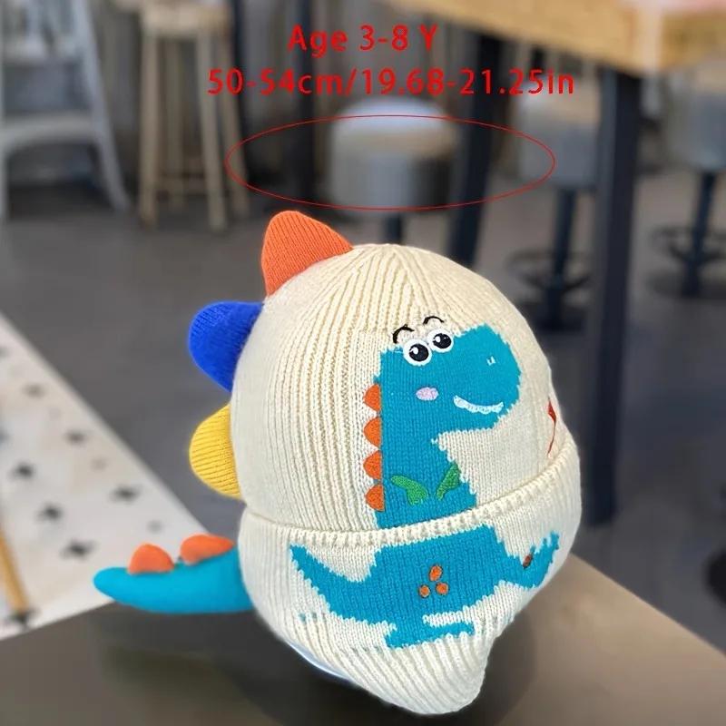 1-4 STÜCKE Warme Winddichte Dinosaurier Strickmütze mit Ohrenschutz Weiches Garn Herbst Winter Kopfbedeckung Modeaccessoire für Kinder