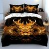 "Golden Dragon Decor Set" Soft Comfortable Duvet Cover Bedding Set Included 1*Duvet Cover & 2*Pillowcases Gift