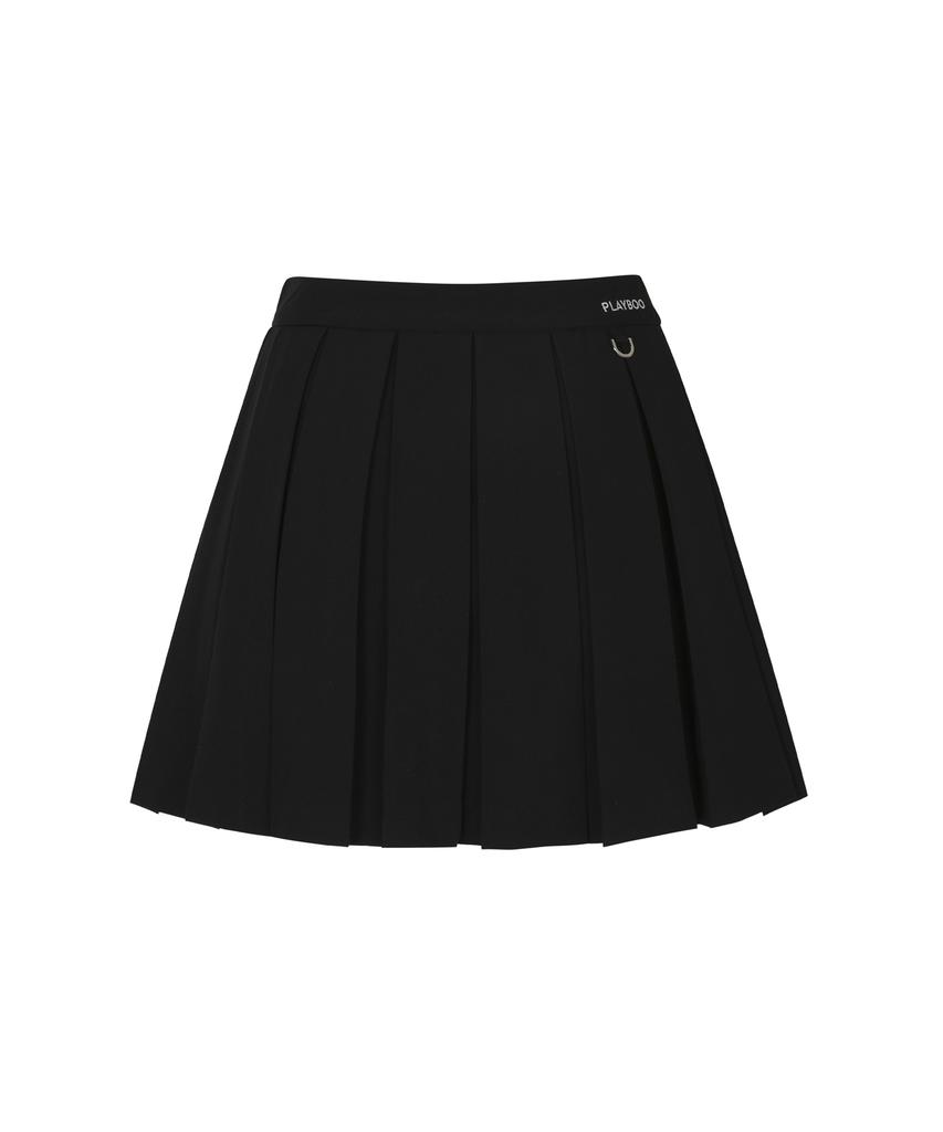Peulleibu Inverted Pleat Skirt W/Inner Pants_Black