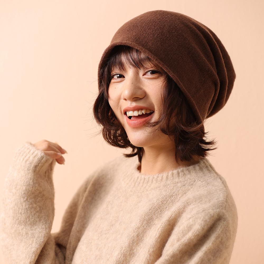 Autumn and winter new 0% all-wool striped knitted hat stacking hat women's fashion versatile warm hat
