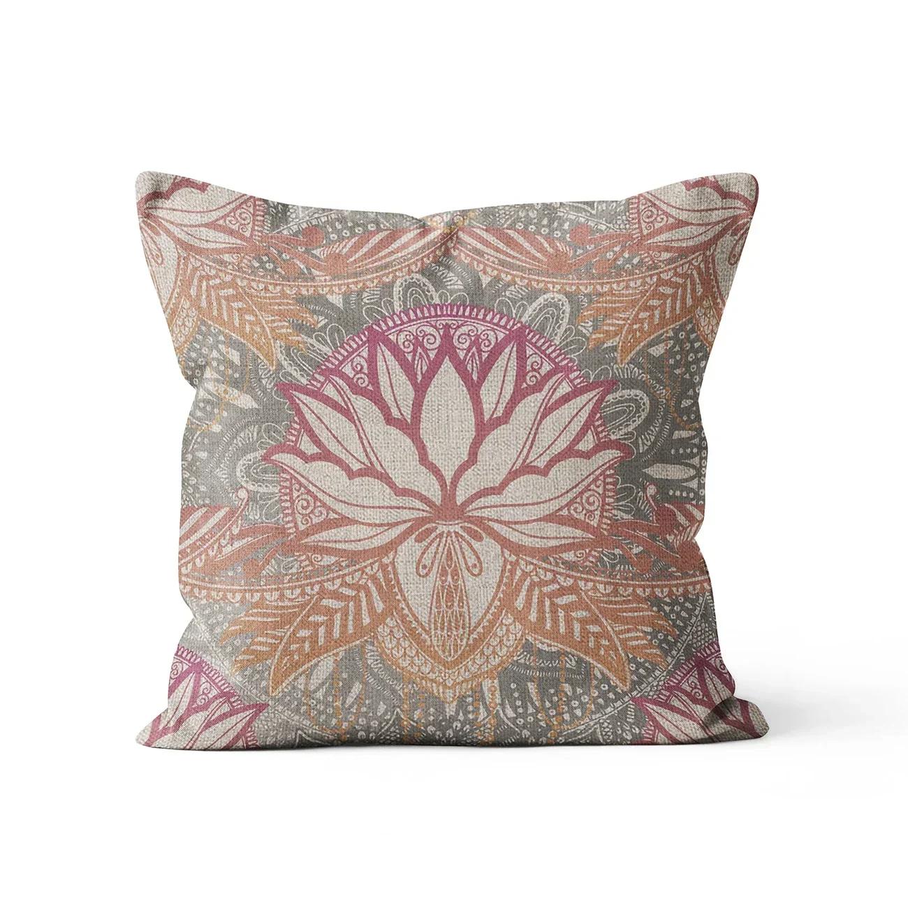 Богемия Льняная наволочка Мандала Бохо Ретро Принт Декоративная наволочка для дивана Машины Кушетки Наволочка 45x45см 16x16Inch