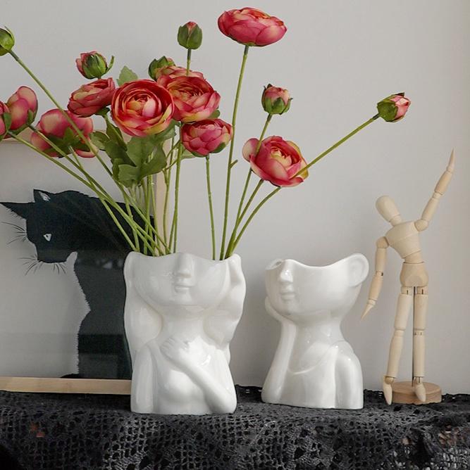 Niedliche Junge Mädchen Vase Keramik Hydroponische Vase Trockenblumendekoration Blumenarrangement Heimdekor Desktop Kunst Ornament