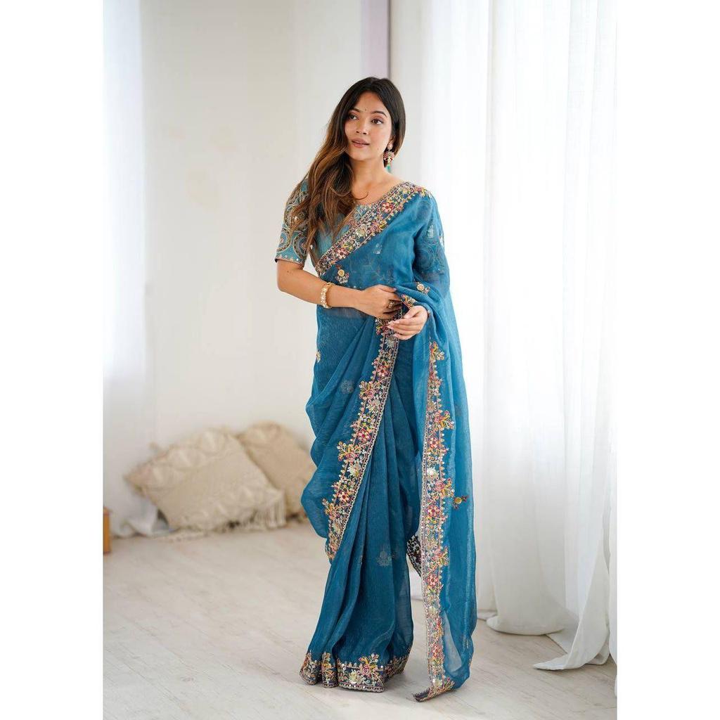 Beautiful Saree Is Elegantly Decorated That Gives a Perfect Look To the Outfit. Blouse (Need To Be Stitched As Per Size And Fit)